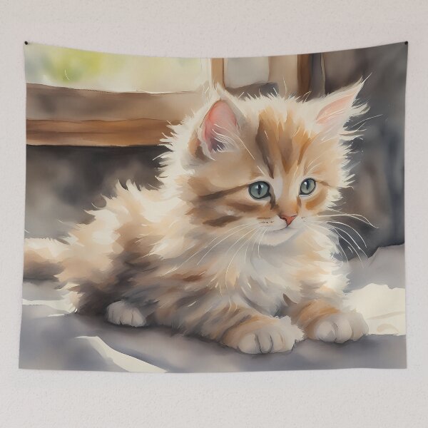 Item preview, Fluffy Kitten in Window Sill designed and sold by CalmnessbyChoice.