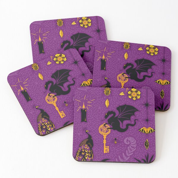 Item preview, Unlock the dark side - gothic dragon and raven holding keys on purple background designed and sold by kobyakov.