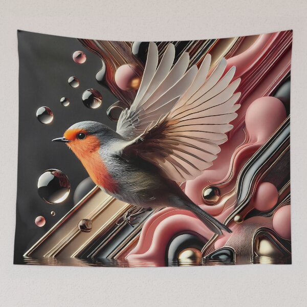 Item preview, Robin in flight designed and sold by Vibranta Studio.