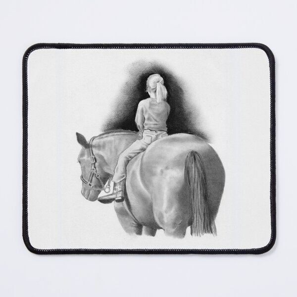 Item preview, Riding Bareback, Girl on Horse, Equine Art, Pencil Drawing, Western designed and sold by JoyfulWhimsy.