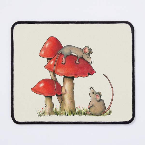 Item preview, Two Mice and Red Toadstools, Color Pencil Art, Rodents, Illustration designed and sold by JoyfulWhimsy.