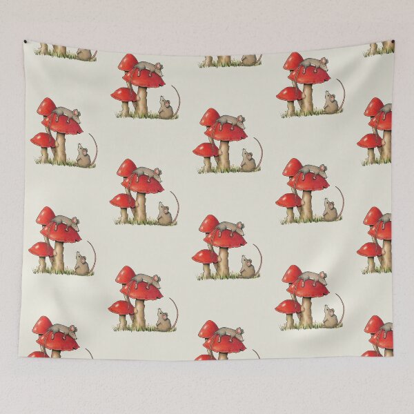 Item preview, Two Mice and Red Toadstools, Color Pencil Art, Rodents, Illustration designed and sold by JoyfulWhimsy.