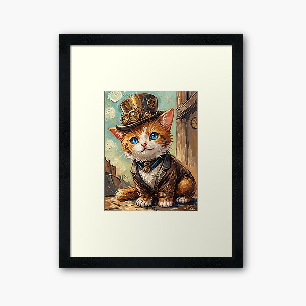 Aperçu de l'œuvre Art numérique de chat steampunk créée et vendue par TheArtistOf2022.