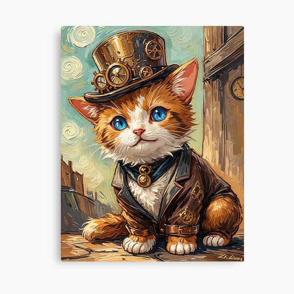 Aperçu de l'œuvre Art numérique de chat steampunk créée et vendue par TheArtistOf2022.