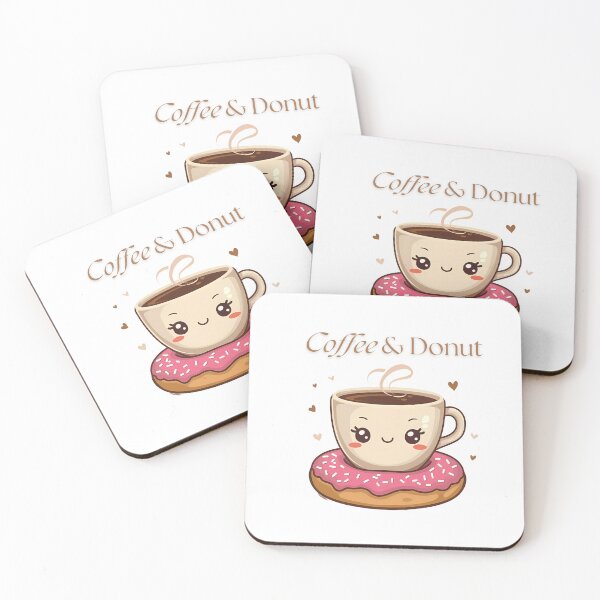 Item preview,  Coffee and Donut Love | Cute Food-Themed Valentine’s Art designed and sold by VibeTCreations.