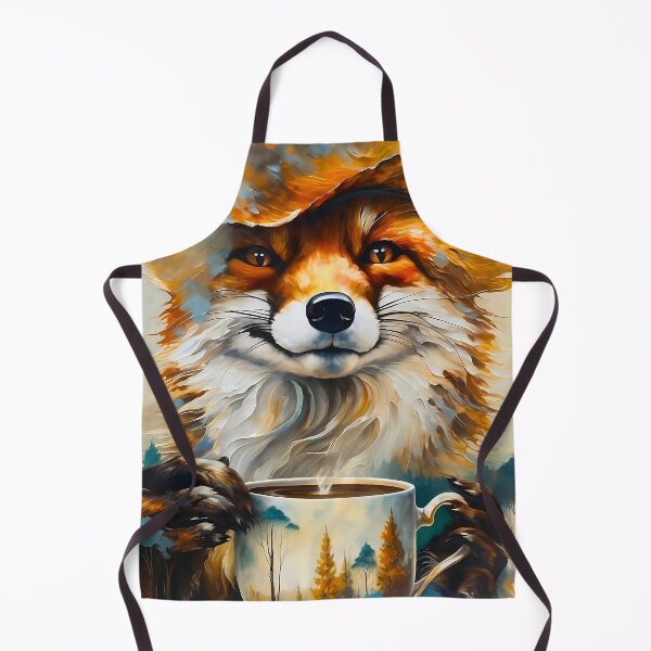 Item preview, Vintage Animal Art: Charming Fox Drinking Coffee | Animal Art | Oil Painting | Quirky Vintage Art designed and sold by UnhingedBird.