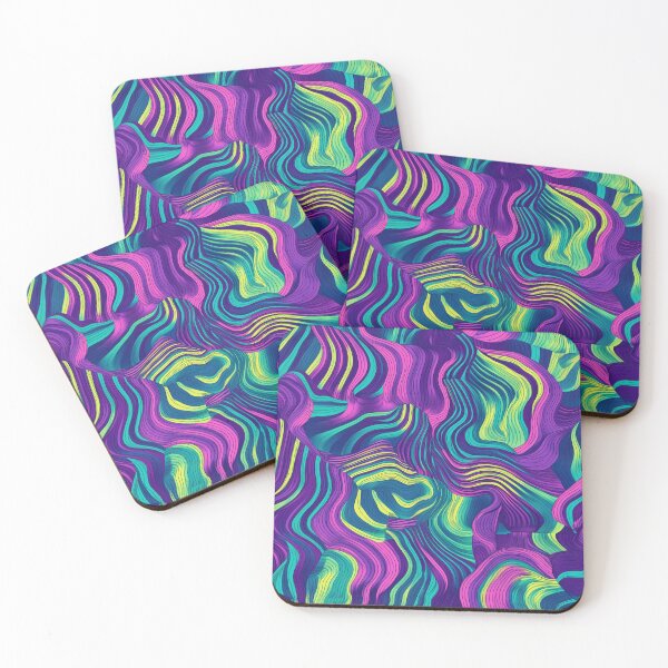 Item preview, Neon Abstract Wavy Woven Pattern Art designed and sold by AstroWolf Studio.
