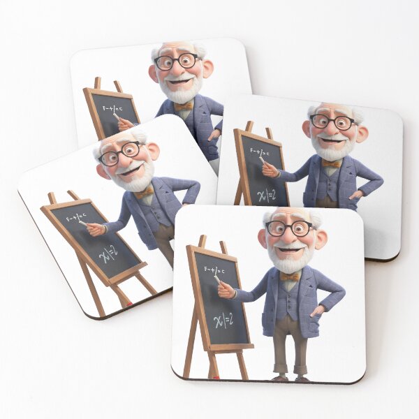 Item preview, Charming Professor with a Chalkboard - Cartoon Illustration designed and sold by CuteopiaGallery.