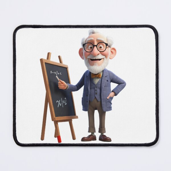 Item preview, Charming Professor with a Chalkboard - Cartoon Illustration designed and sold by CuteopiaGallery.