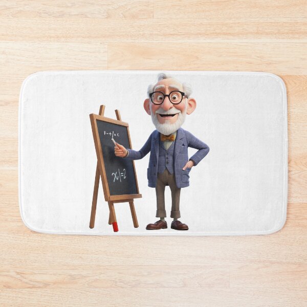 Item preview, Charming Professor with a Chalkboard - Cartoon Illustration designed and sold by CuteopiaGallery.