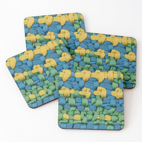 Item preview, Bright Braided Blue Green Yellow Woven Pattern designed and sold by AstroWolf Studio.