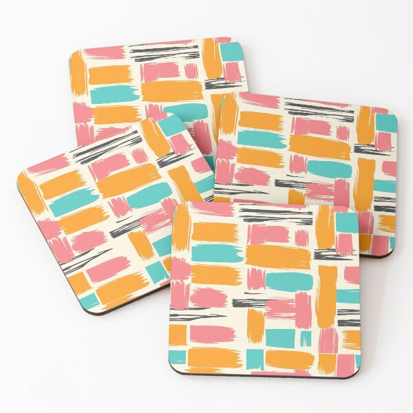 Item preview, Playful Colorful Brushstroke Grid Pattern designed and sold by AstroWolf Studio.