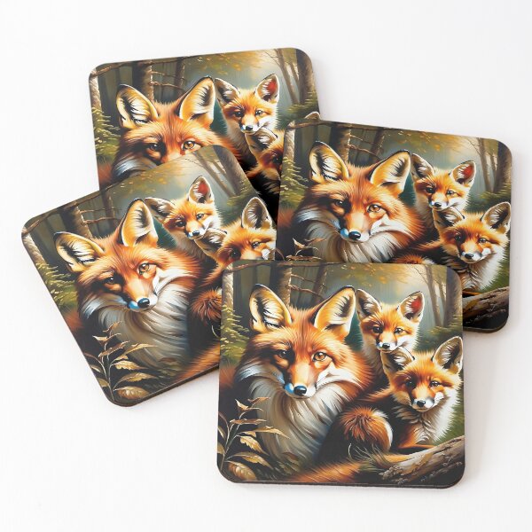 Artikelvorschau, Vintage-Tierkunst: Fuchs-Familienporträt | Tierkunst | Ölgemälde | Bezaubernde Vintage-Kunst entworfen und verkauft von UnhingedBird.