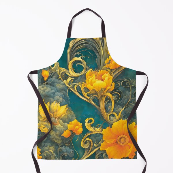 Item preview, Swirling Orange Flowers on a Misty Teal Background designed and sold by DreamyExposure.