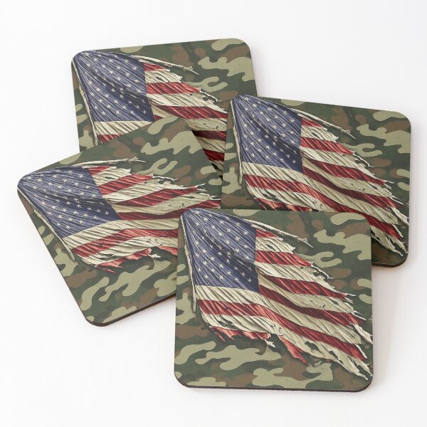 Item preview, Torn U.S. Flag with Military Camouflage Background designed and sold by iamhewho.