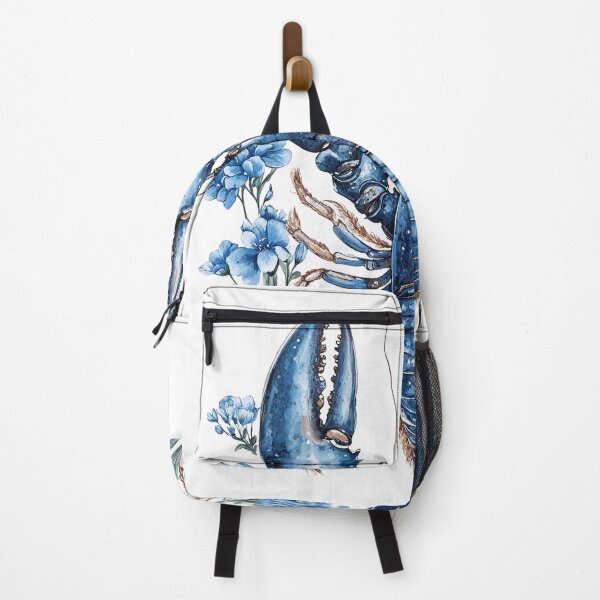 Item preview, Intricate blue lobster illustration surrounded by delicate flowers in a natural setting designed and sold by Anastasiia Yurevych.