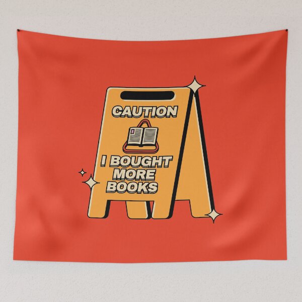 Item preview, Caution I Bought More Books Illustrated Bookish Type  designed and sold by Magyarmelcsi Illustration.