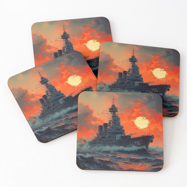 Item preview, Epic Battleship at Sunset – Dramatic Ocean Digital Art designed and sold by MysticArtisan.