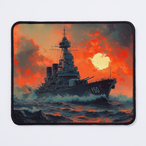 Item preview, Epic Battleship at Sunset – Dramatic Ocean Digital Art designed and sold by MysticArtisan.