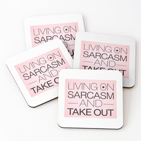 Item preview, Living On Sarcasm And Take Out Food Humor Pink Fun Quote designed and sold by JenBoyte.