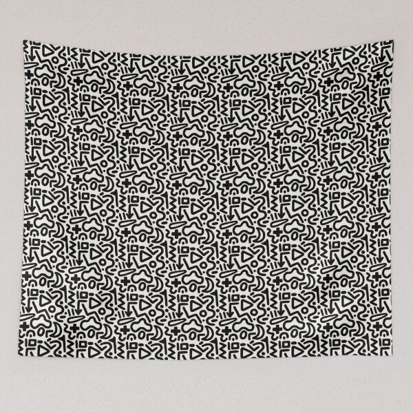 Item preview, Black wiggly doodle pattern designed and sold by ratbeankat.