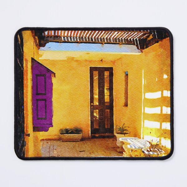 Item preview, Charming courtyard in watercolor style capturing Albuquerque essence designed and sold by GestaltImagery.
