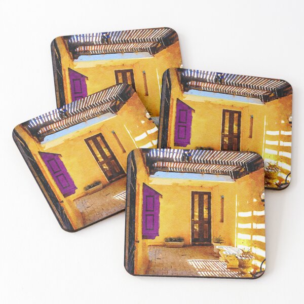 Item preview, Charming courtyard in watercolor style capturing Albuquerque essence designed and sold by GestaltImagery.