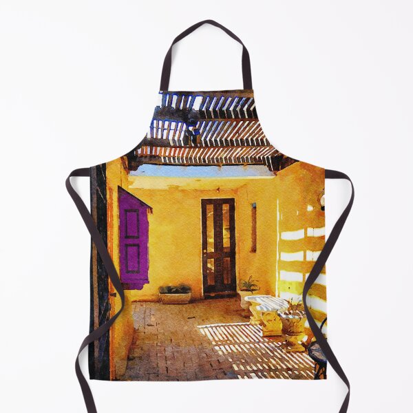 Item preview, Charming courtyard in watercolor style capturing Albuquerque essence designed and sold by GestaltImagery.