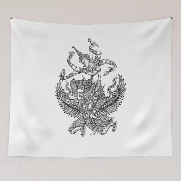Item preview, Narayana Riding Garuda (Narayana on Garuda) art sketch designed and sold by GreatDesignUnd.