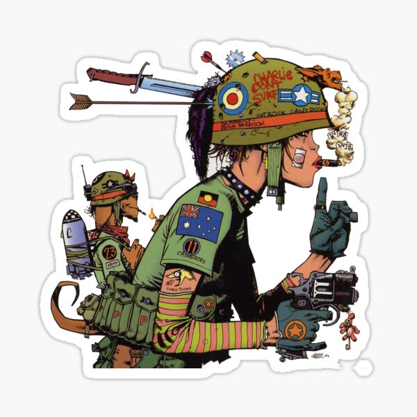 Soldier girl and kangaroo Sticker