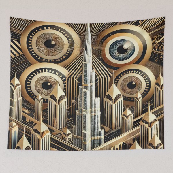 Item preview, Dubai's Opulent Skyline in Artistic Geometry Reloaded Premium Trendy Best Gift designed and sold by Imaginarium of Chaos falcon88 .