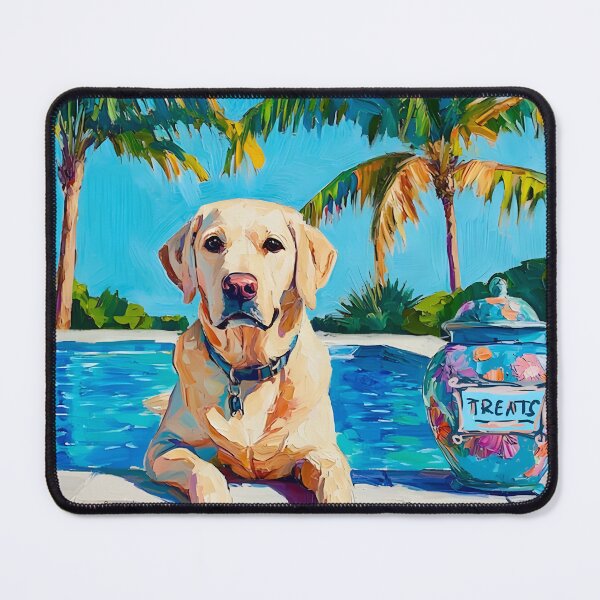 Item preview, Blonde Labrador in the Swimming Pool designed and sold by SophieClimaArt.