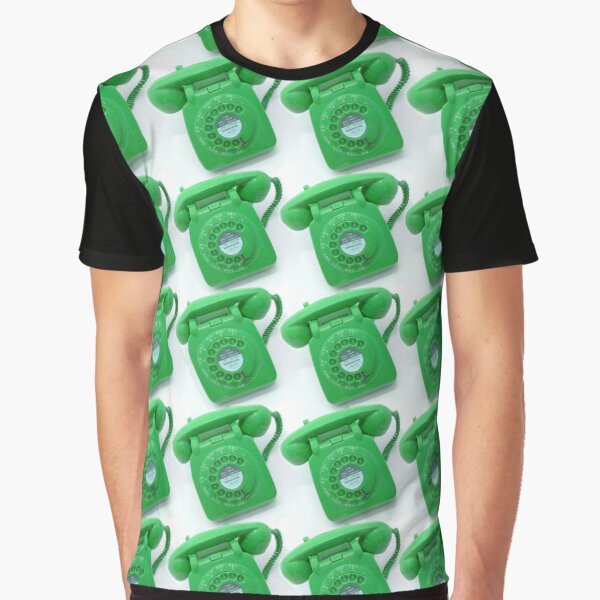 Green vintage telephone print Graphic T-Shirt