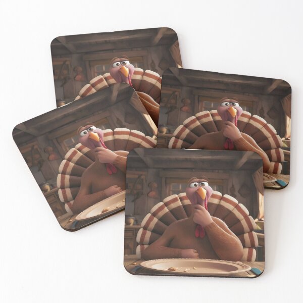 Item preview, A thoughtful turkey at the table. designed and sold by MyHappyArtShop.