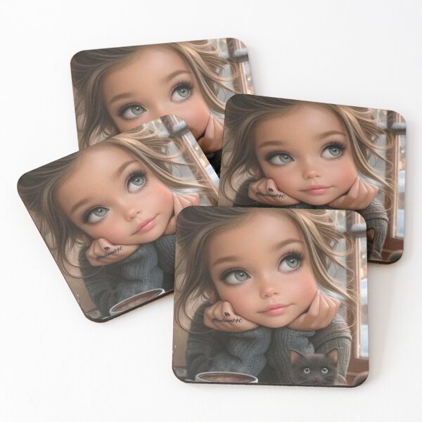 Item preview, the little girl and the cat designed and sold by Art-fashiontop.