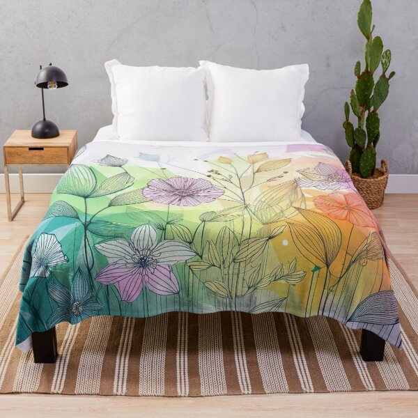Item preview, Pastel boho floral, muted pastel wildflower garden, watercolor rainbow coloured botanicals, designed and sold by navitalidesign.