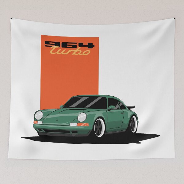Item preview, Porsche 964 911 930 Turbo Illustration Green designed and sold by blackdogshop.