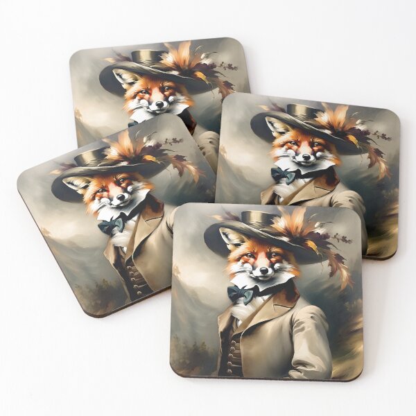 Item preview, Vintage Animal Art: Fox Gentleman with Hat Portrait | Animal Art | Oil Painting | Quirky Vintage Art designed and sold by UnhingedBird.