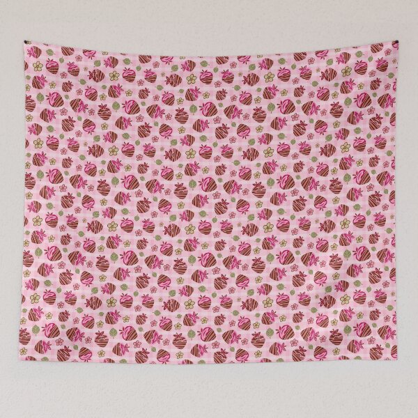 Artikelvorschau, Preppy Schokolade überzogene Erdbeeren auf rosa Gingham-Muster entworfen und verkauft von Osaseredesigns.
