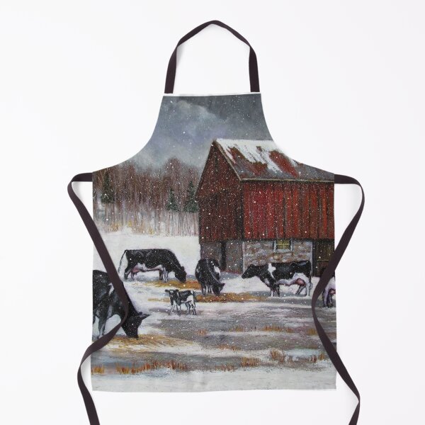 Item preview, Holstein Dairy Cows in Snowy Barnyard No. 2, Oil Pastel Painting designed and sold by JoyfulWhimsy.
