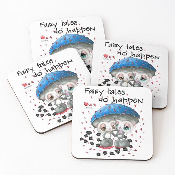 Item preview, Cute Kawaii Lemur Couple in Rain – Fairy Tales Do Happen Romantic Hand Drawn designed and sold by Plakartis.