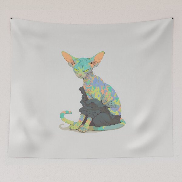 Item preview, Cute Sleepy Disgruntled Sphynx Cat designed and sold by AwesomeAiArt.