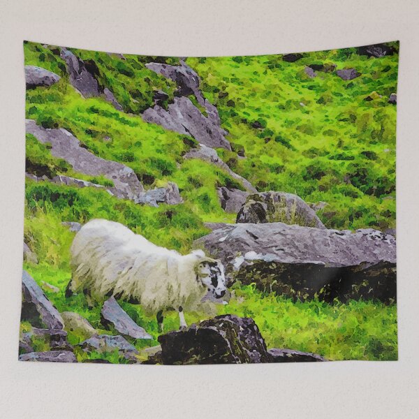 Item preview, Watercolor landscape of a sheep on rocky hills in Dingle, Ireland designed and sold by GestaltImagery.