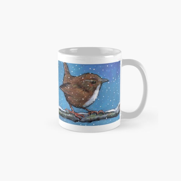 Item preview, Wren in Winter, Bird Painting, Snowflakes, Wildlife Art designed and sold by JoyfulWhimsy.