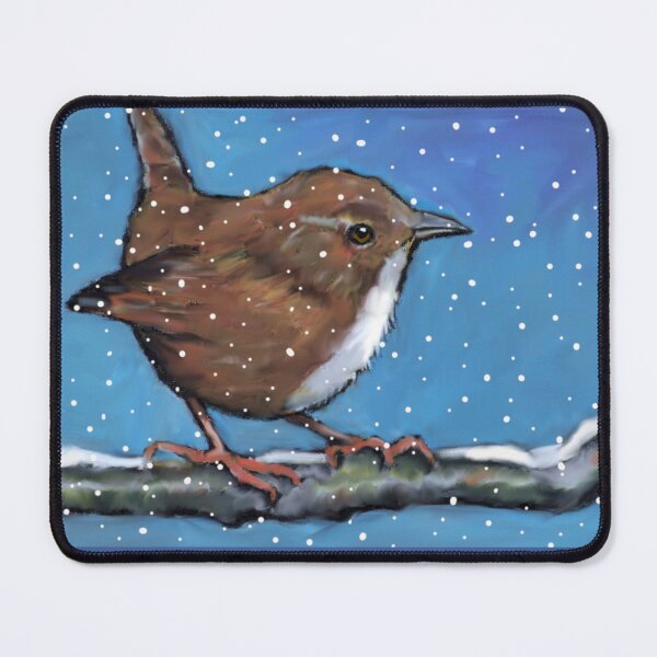 Item preview, Wren in Winter, Bird Painting, Snowflakes, Wildlife Art designed and sold by JoyfulWhimsy.