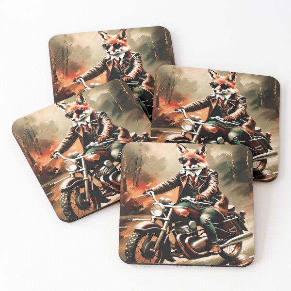 Artikelvorschau, Vintage-Tierkunst: Cooler Fuchs-Biker mit Lederjacke | Tierkunst | Ölgemälde | Skurrile Vintage-Kunst entworfen und verkauft von UnhingedBird.