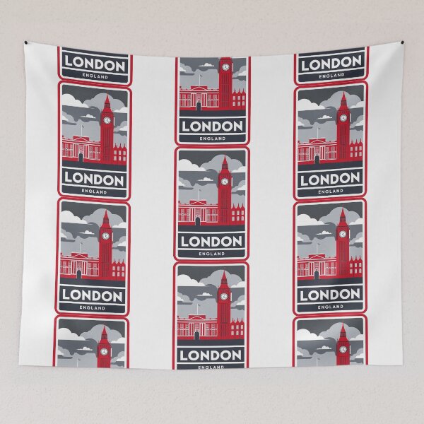 Item preview, London England – Big Ben and Buckingham Palace Illustration designed and sold by Ink on Thread.