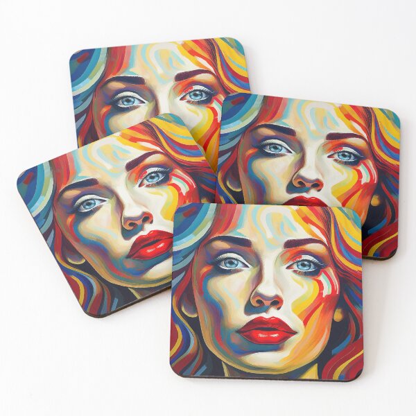 Item preview, Colorful Beautiful Woman Face with Blue Eyes | Digitally Handmade Drawing Painting designed and sold by FilipeFerreira.
