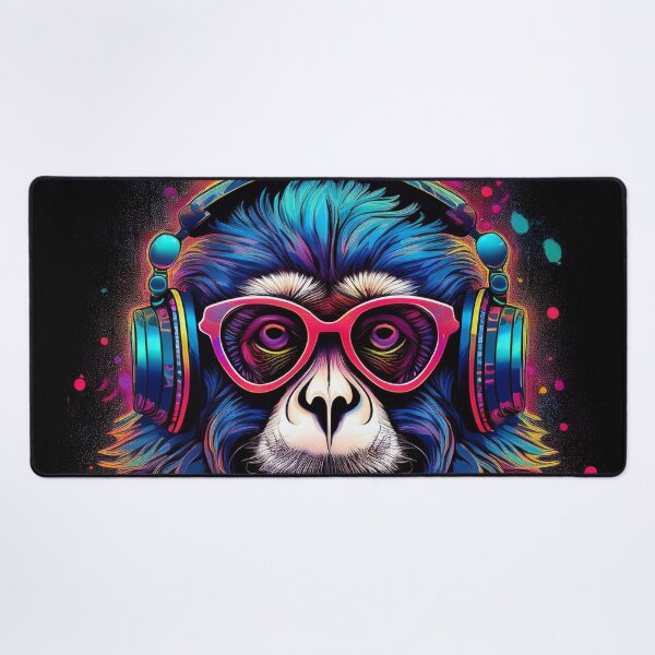 Item preview, gibbon in headphones and shades graffiti style designed and sold by Boxing Kangaroo Retail Company.