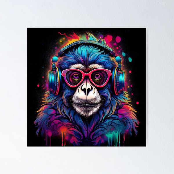 Item preview, gibbon in headphones and shades graffiti style  designed and sold by Boxing Kangaroo Retail Company.